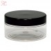 Transparent plastic jar, black lid, 300 ml