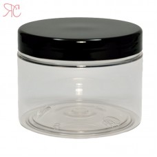 Transparent plastic jar, black lid, 500 ml