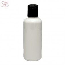 White opaque plastic bottle with disc-top cap, 100 ml