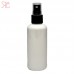 White opaque plastic bottle with black spray pump, 100 ml