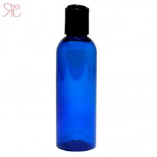 Blue plastic bottle with disc-top cap, 100 ml