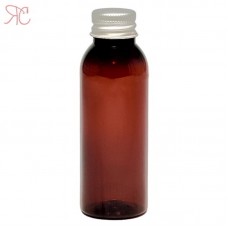 Amber plastic bottle with aluminium cap, 50 ml