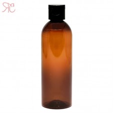 Amber plastic bottle with flip-top cap, 150 ml
