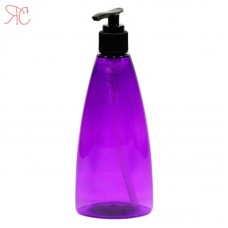 Purple plastic bottle with dispensing pump, 250 ml