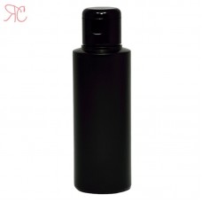 Black plastic bottle with flip-top cap, 100 ml