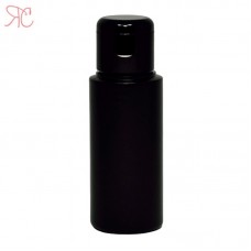 Black plastic bottle with flip-top cap, 50 ml