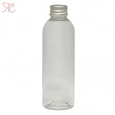 Transparent plastic bottle with Aluminiumm cap, 100 ml