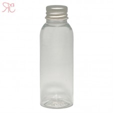 Transparent plastic bottle with Aluminiumm cap, 50 ml
