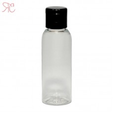 Transparent plastic bottle with flip-top cap, 50 ml