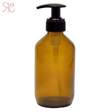 Amber glass bottle with dispensing pump, 250 ml