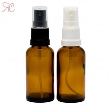 Amber glass bottle with spray pump, 30 ml