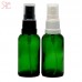 Green glass bottle with spray pump, 30 ml