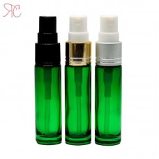 Green glass perfume bottle with fine mist pump, 10 ml