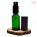 Green glass perfume bottle with spray pump, 20 ml