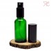 Green glass perfume bottle with spray pump, 30 ml