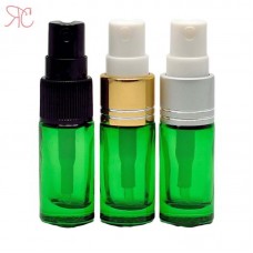 Green glass perfume bottle with fine mist pump, 5 ml
