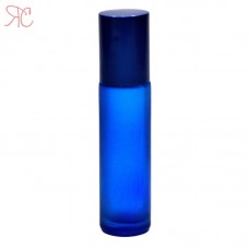 Blue Frosted glass roll-on bottle, 10 ml