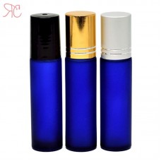 Blue frosted glass roll-on bottle, 10 ml