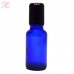 Blue boston round glass bottle with roll-on, 20 ml