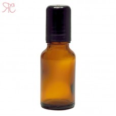 Amber boston round glass bottle with roll-on, 15 ml