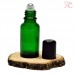 Green boston round glass bottle with roll-on, 20 ml