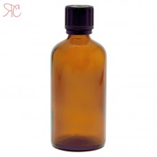 Amber glass bottle with childproof cap, 100 ml