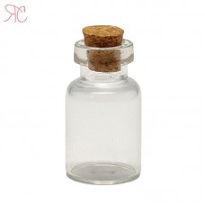 Transparent glass bottle with cork cover, 2 ml