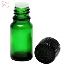 Green glass bottle with dropper and childproof cap, 10 ml