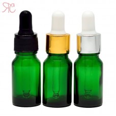 Green glass bottle with pipette, 10 ml