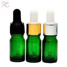 Green glass bottle with pipette, 5 ml