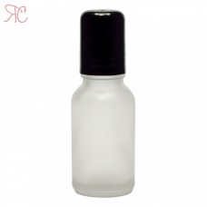 White frosted boston round glass bottle with roll-on, 30 ml
